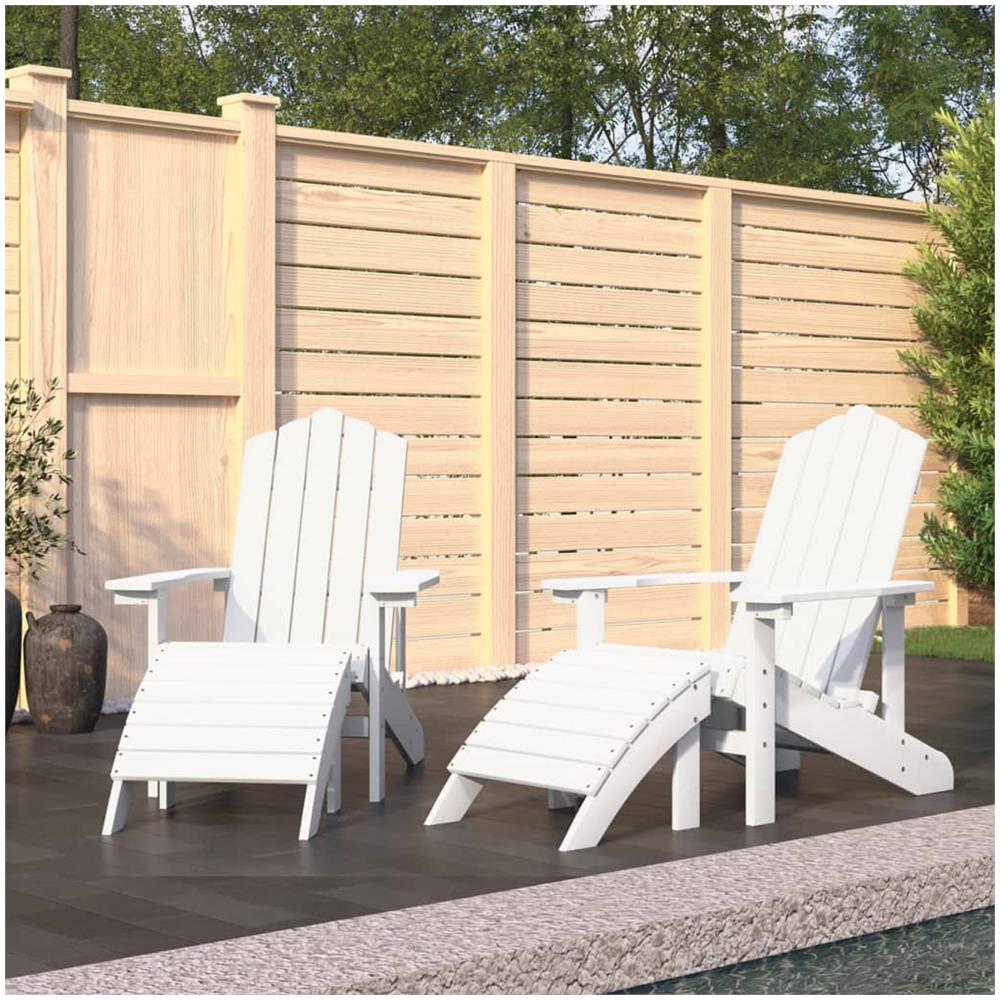 Sedie Da Giardino Adirondack 2 Pz Con Poggiapiedi Hdpe Bianco - Foto 1