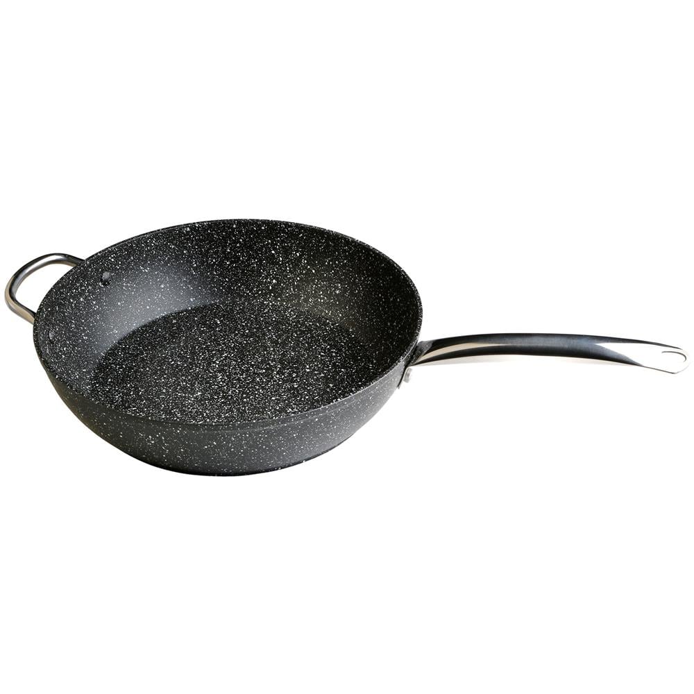 Granite Padella Profonda 32 Cm Induzione Antiaderente Ecologico Senza Pfoa, Alluminio Nero - Foto 1