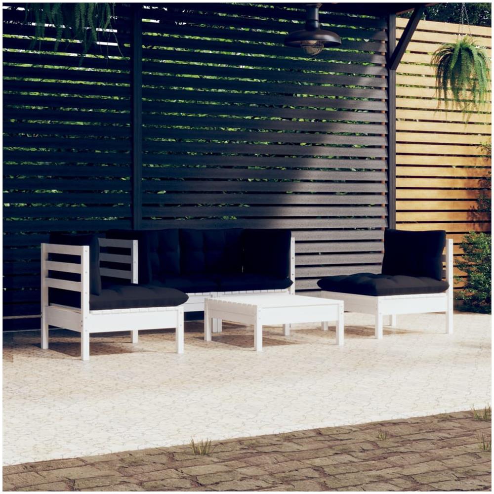 Set Divani Da Giardino 5 Pz Con Cuscini In Massello Di Pino - Foto 1