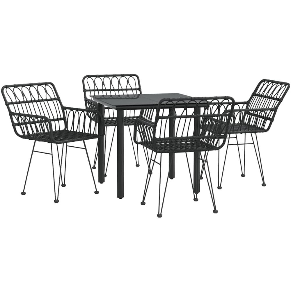 Set Da Pranzo Da Giardino 5 Pz Nero In Polyrattan - Foto 3