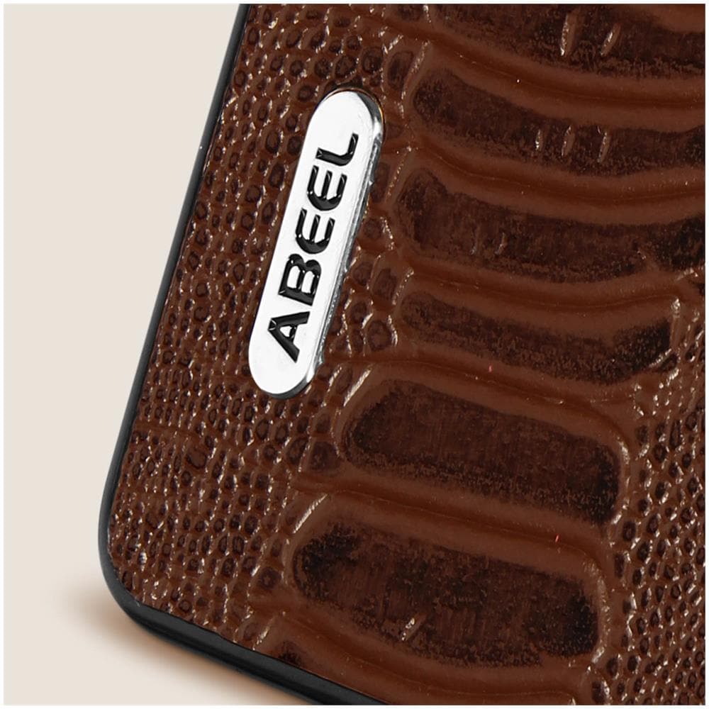 Cover Per Samsung Galaxy Z Fold5 Ibrida Vera Pelle Design Serpente Marrone - Foto 2