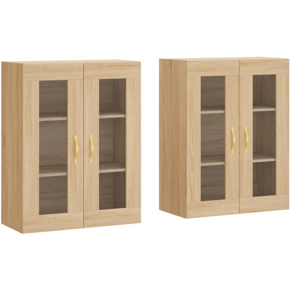 Armadietti A Parete 2 Pz Rovere Sonoma In Legno Multistrato - Foto 2