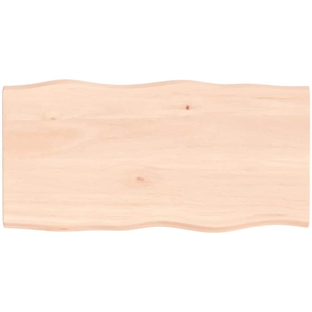 Piano per Tavolo 100x50x2 cm in Rovere Non Trattato Bordi Vivi - Foto 1