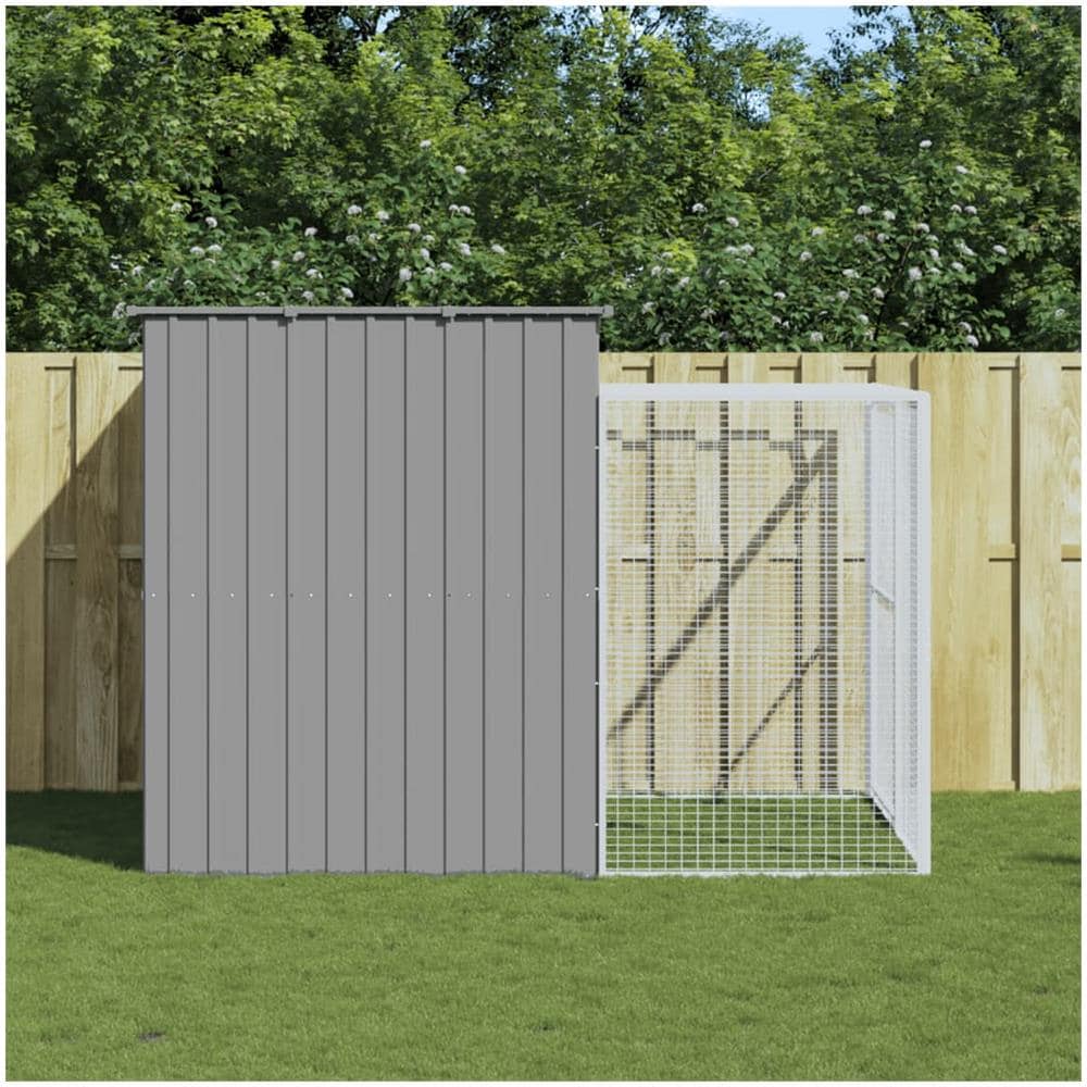 Casetta Cani Corsa Grigio Chiaro 214x253x181 Cm Acciaio Zincato - Foto 1