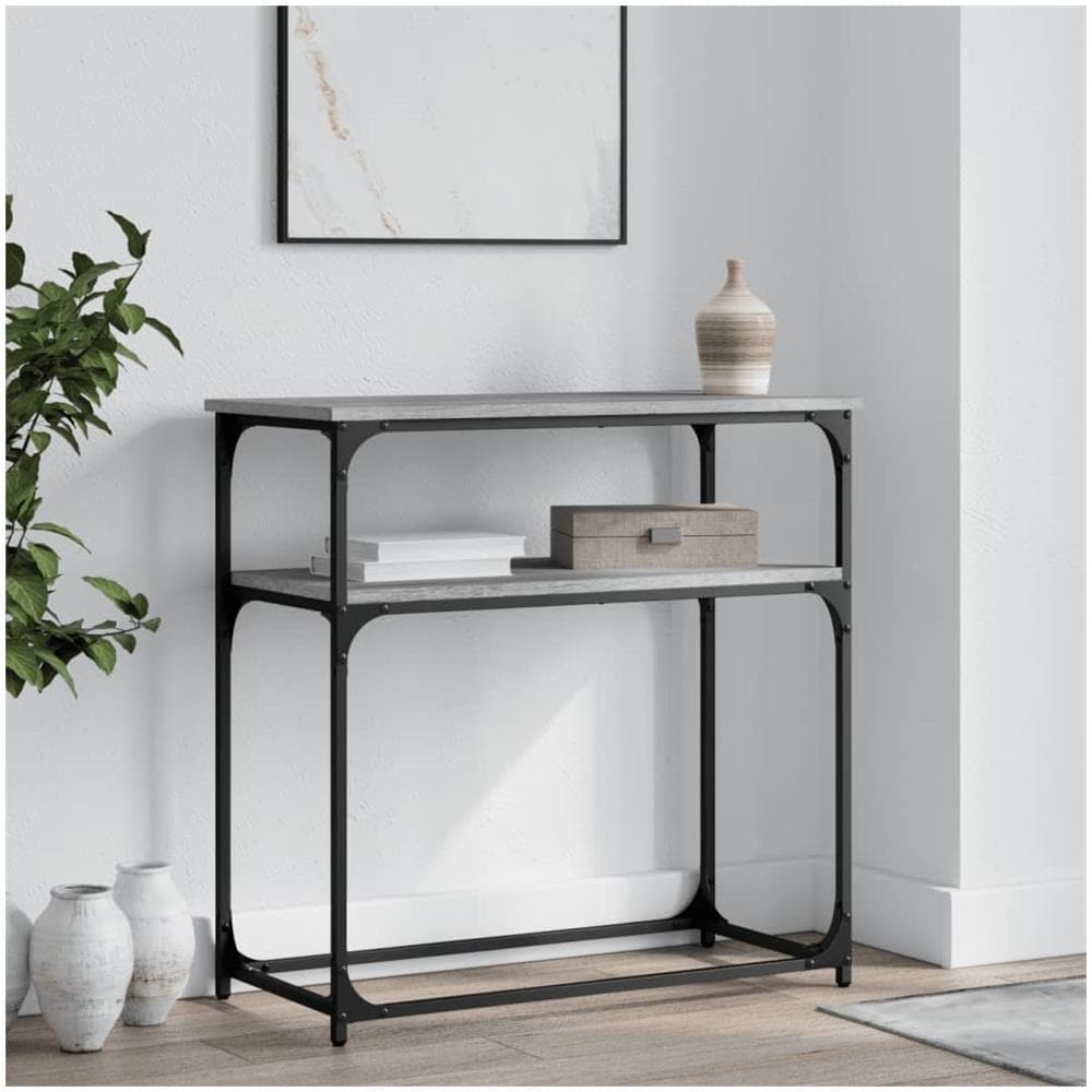 Tavolino Consolle Grigio Sonoma 75x35,5x75 Cm Legno Multistrato - Foto 1