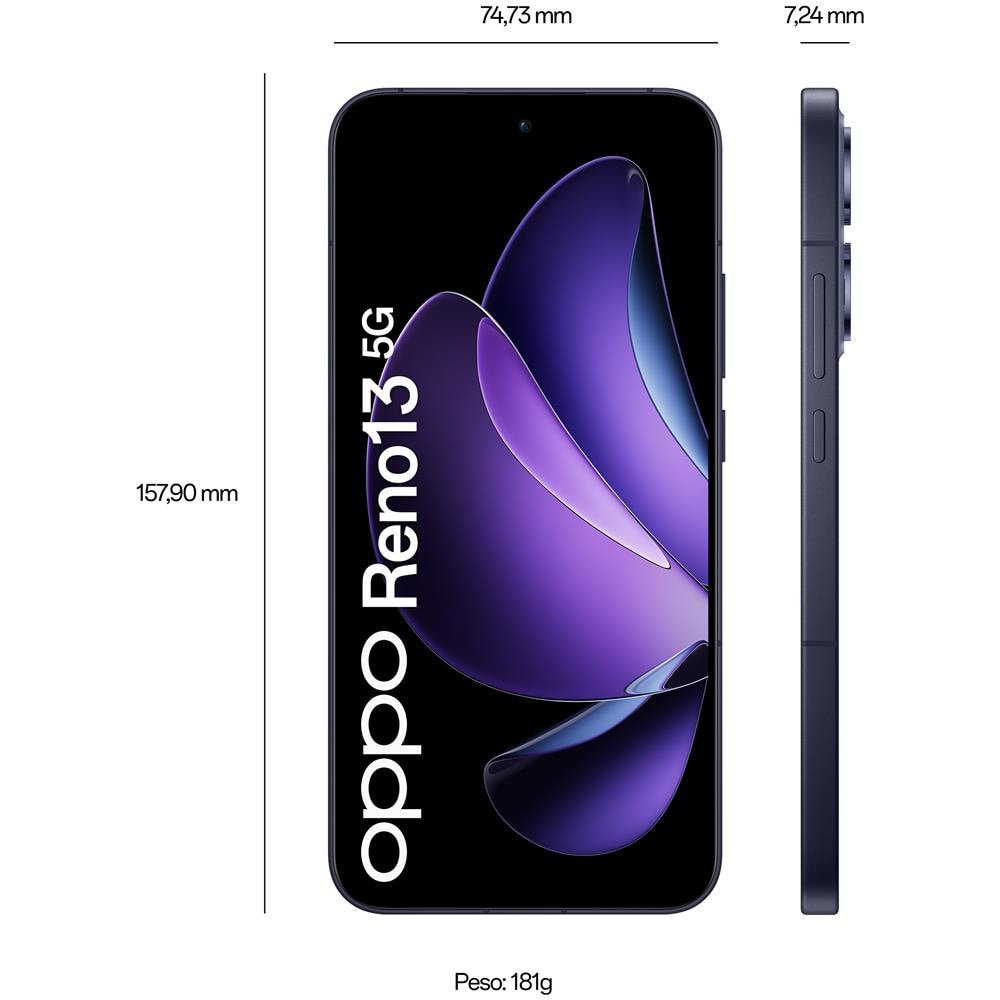 Reno13 5G 256GB 12GB Ram Display 6.59" Main Camera 50MP Dual Nano Sim USB Type-C Dimensity 8350 5600 mAh Luminous Blue - Foto 6