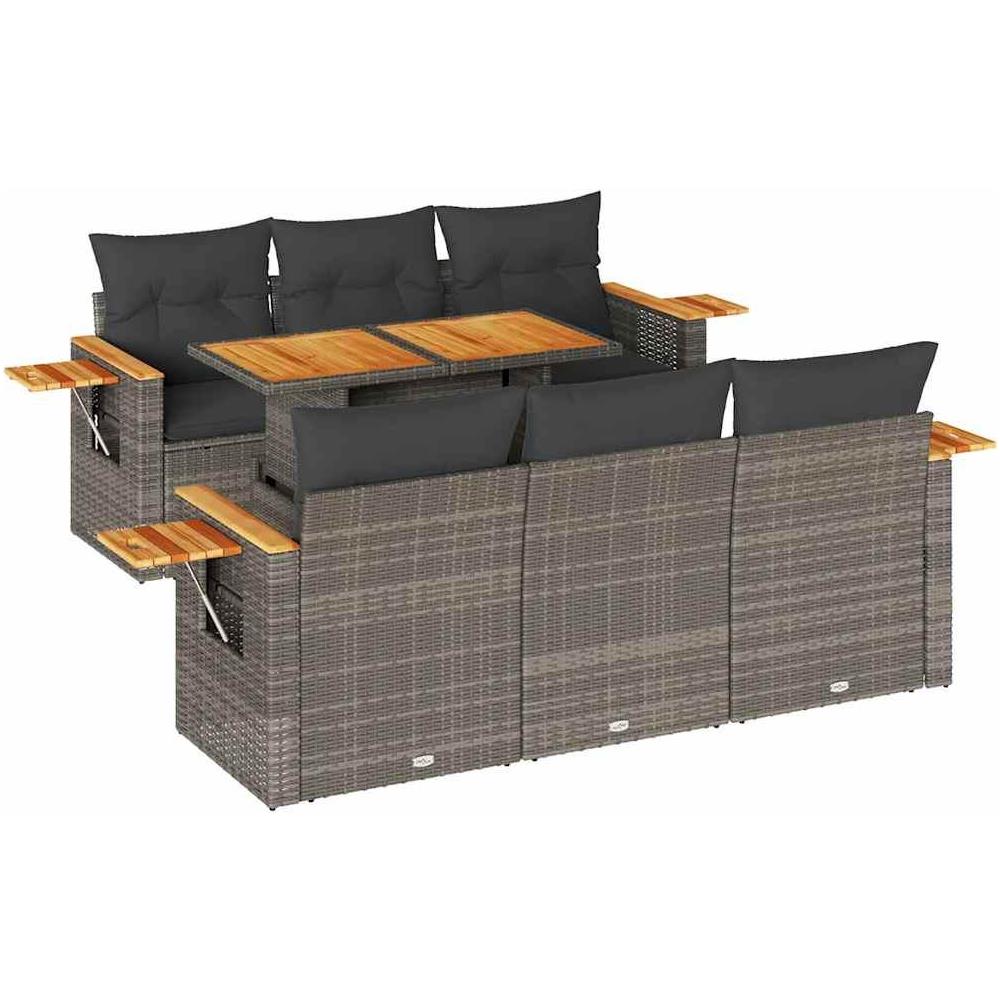 Set Divani da Giardino 7pz con Cuscini Grigio Polyrattan Acacia - Foto 1