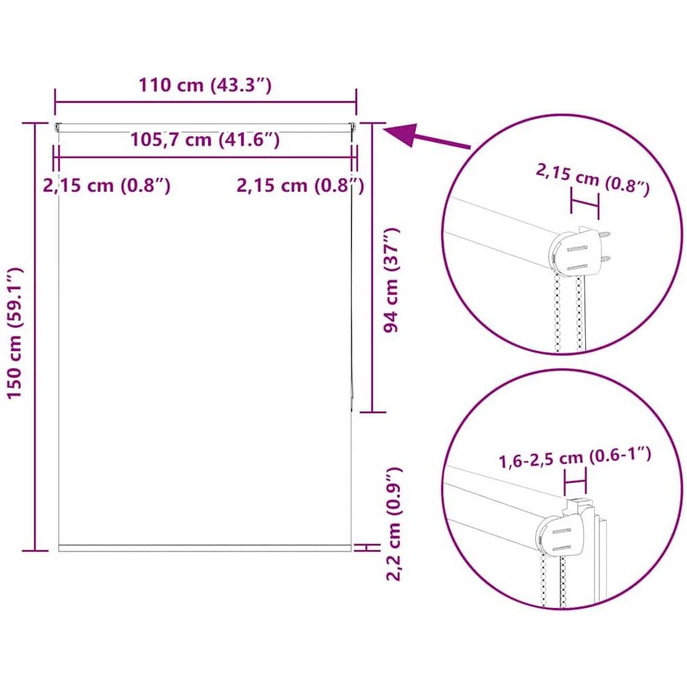 Tenda a Rullo Oscurante 110x150 cm Larghezza Tessuto 105,7 cm - Foto 10