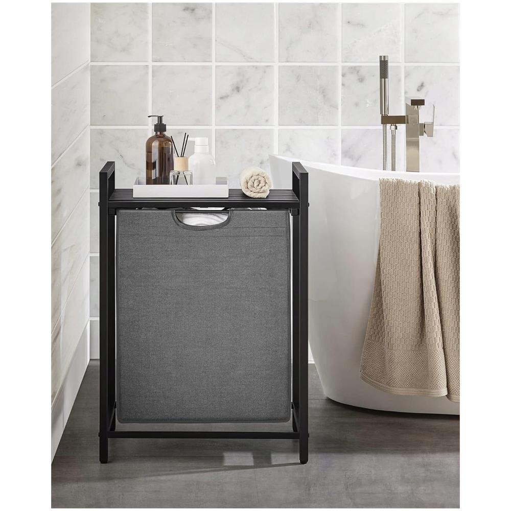 Cesto portabiancheria Valora grigio a scomparto singolo, stile loft, 65 l - Foto 2