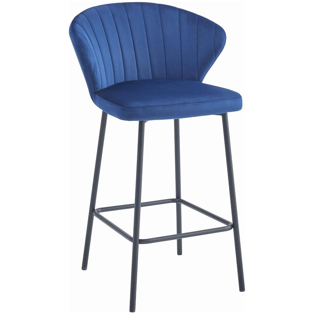 Sgabello da bar Valora GATTA in velluto blu navy con gambe nere x4 - Foto 2