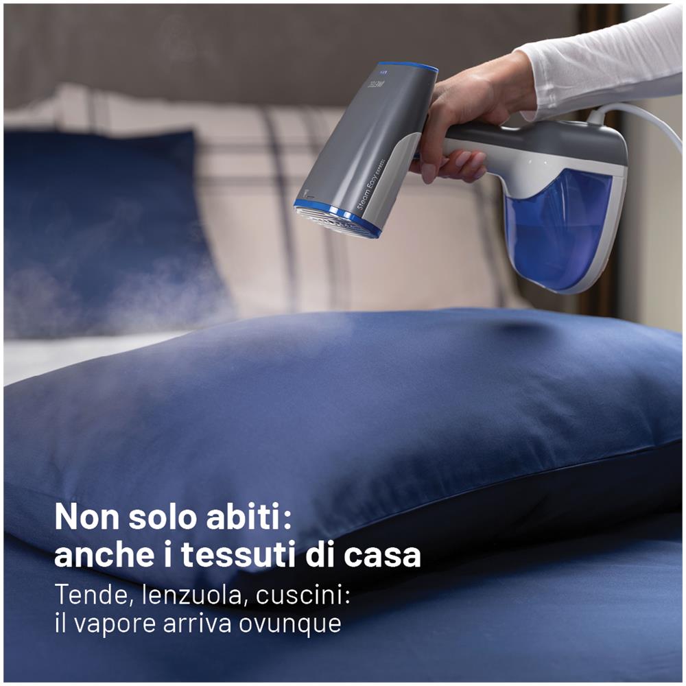 Steam Easy Express, ferro da stiro portatile verticale, piastra acciao, pronto in 30"", tasto erogazione vapore continuo, vapore continuo 25-30 g, serbatoio 250 ml, 1500 W - Foto 7