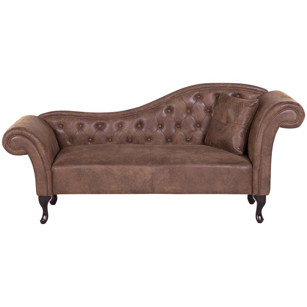 Chaise Longue In Scamosciato Sintetico Marrone Destra Lattes - Foto 1