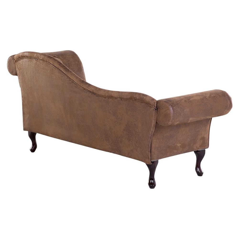 Chaise Longue In Scamosciato Sintetico Marrone Destra Lattes - Foto 2