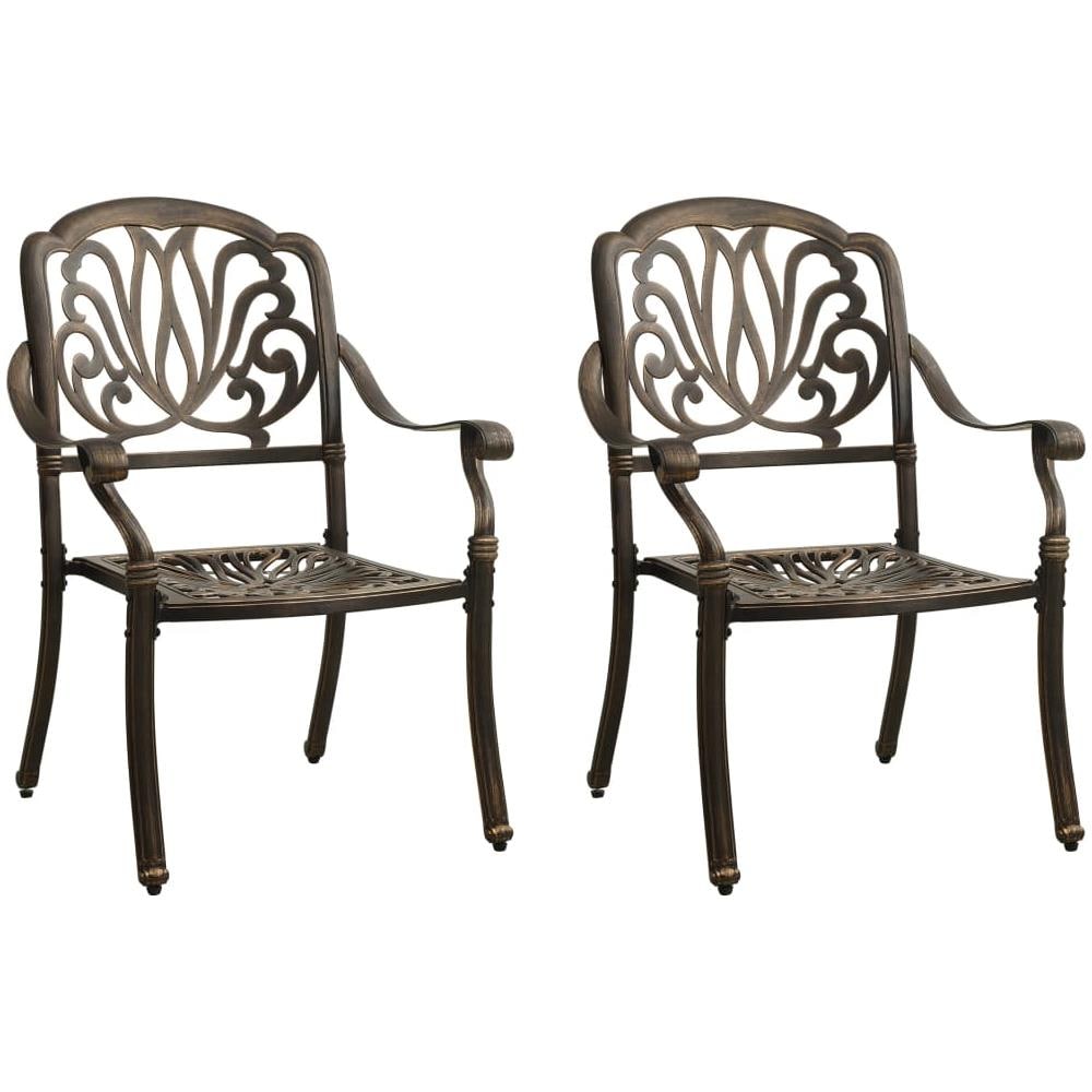 Sedie Da Giardino 2 Pz In Alluminio Pressofuso Bronzo - Foto 1