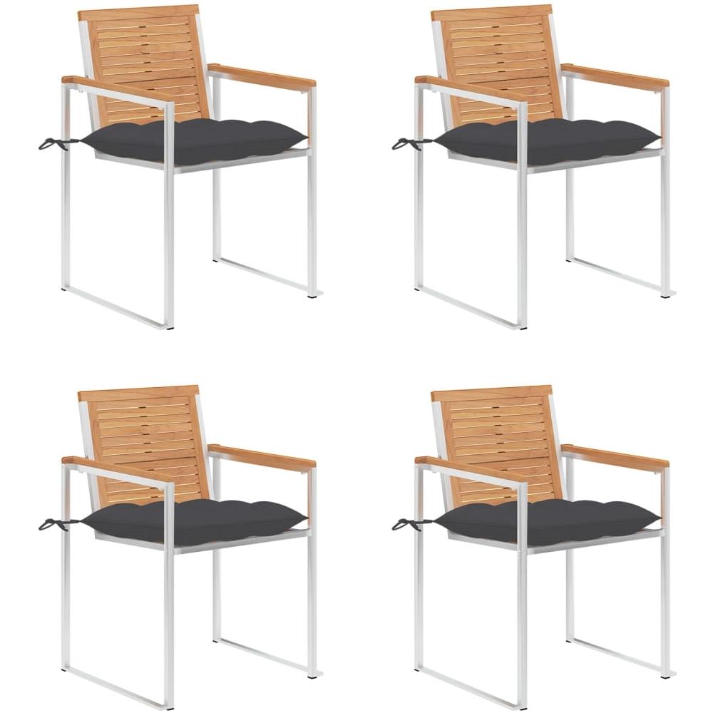 Sedie Da Giardino Con Cuscini 4 Pz In Legno Massello Di Teak - Foto 1