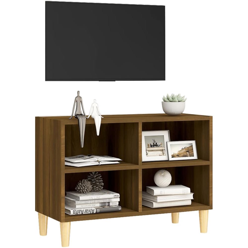 Mobile Tv Gambe In Legno Massello Rovere Marrone 69,5x30x50 Cm - Foto 3