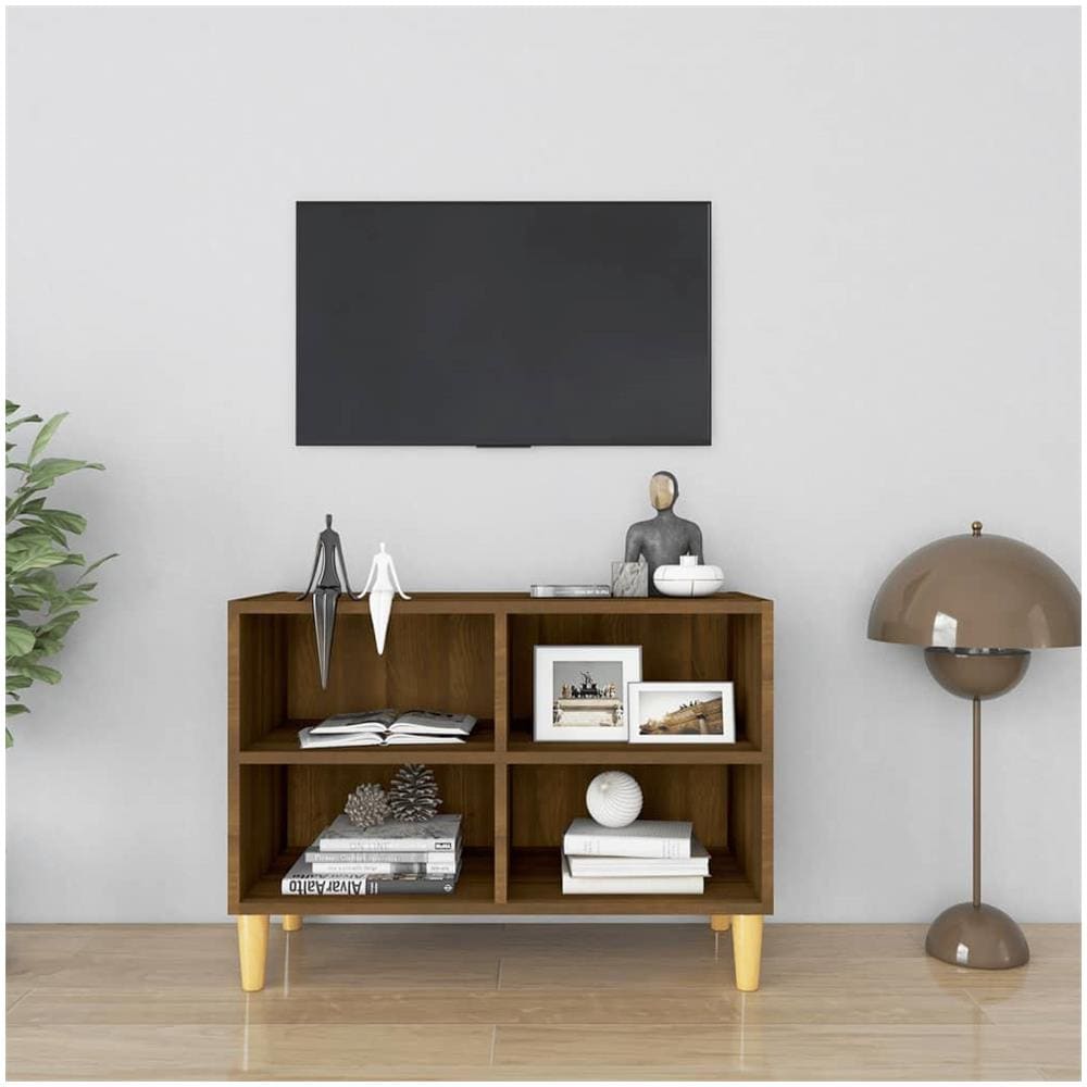 Mobile Tv Gambe In Legno Massello Rovere Marrone 69,5x30x50 Cm - Foto 1