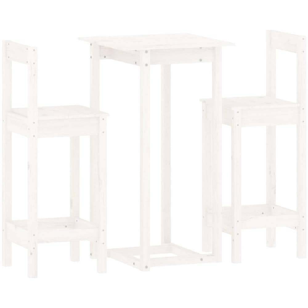 Set Da Bar 3 Pz Bianco In Legno Massello Di Pino - Foto 2