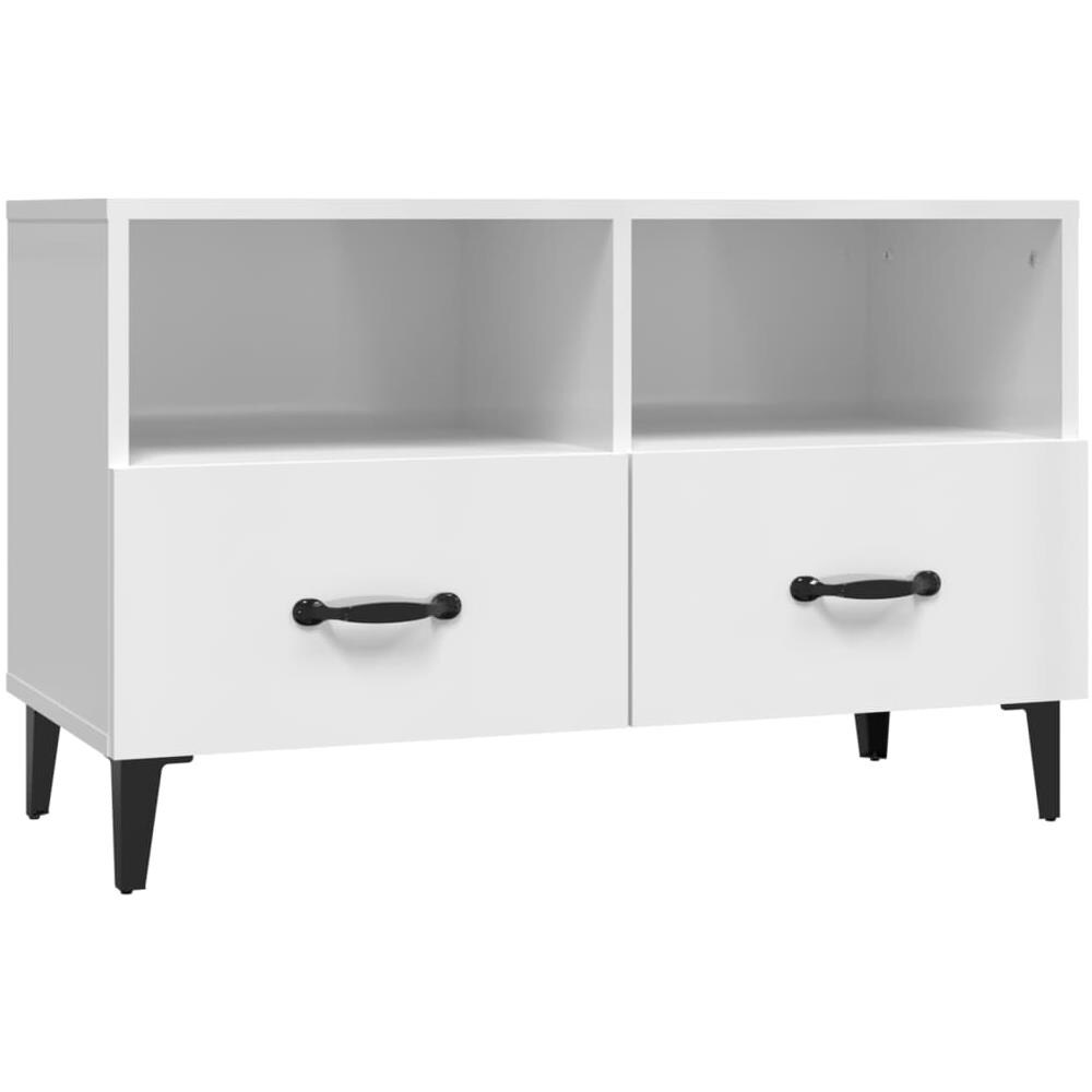 Mobile Porta Tv Bianco Lucido 80x36x50 Cm In Legno Multistrato - Foto 2
