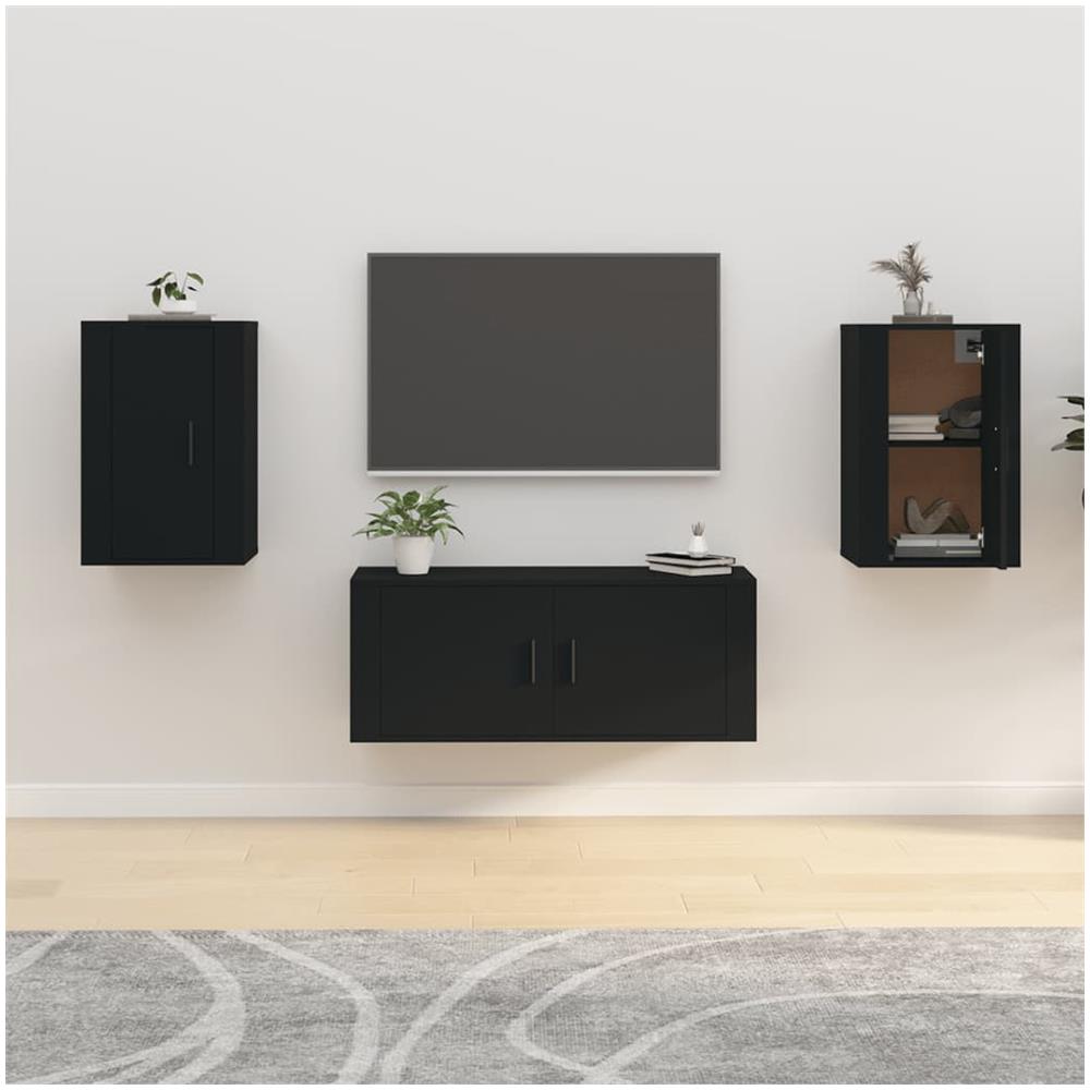 Mobili Porta Tv A Parete 2 Pz Nero 40x34,5x60 Cm - Foto 1