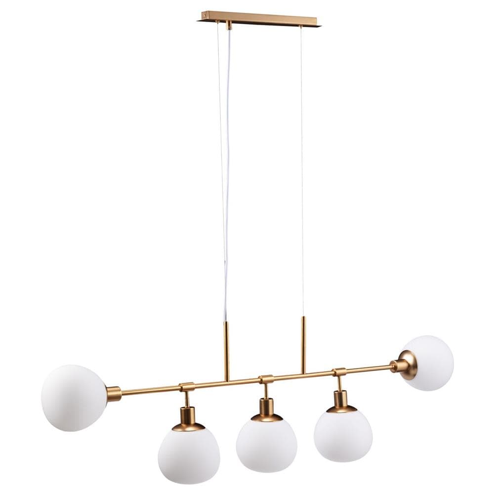 Lampadario Sospensione Erich Metallo Oro Rosa 5 Luci E Diffusori Bianchi - Foto 1