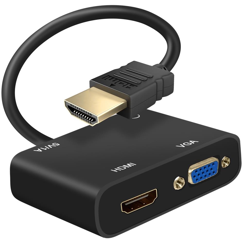 Adattatore Da Hdmi Maschio A Vga E Hdmi Femmina Con Porta Jack 3,5 Mm E Ricarica - Foto 1