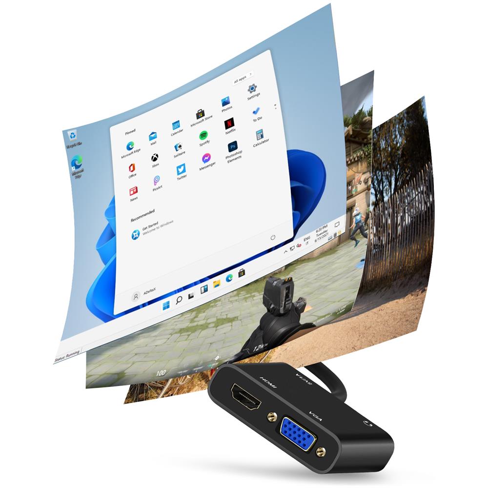 Adattatore Da Hdmi Maschio A Vga E Hdmi Femmina Con Porta Jack 3,5 Mm E Ricarica - Foto 5