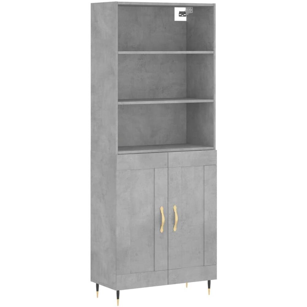 Credenza Grigio Cemento 69,5x34x180 Cm In Legno Multistrato - Foto 2