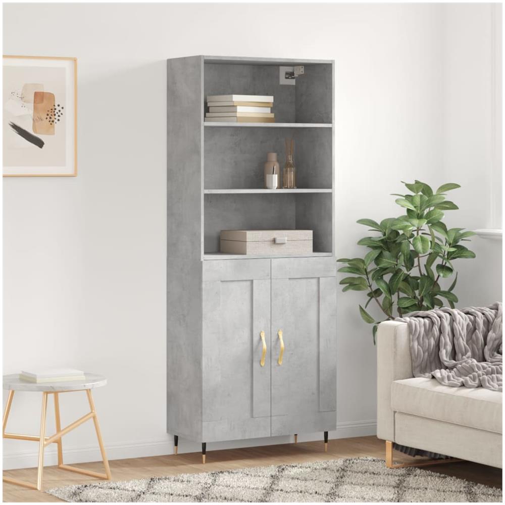 Credenza Grigio Cemento 69,5x34x180 Cm In Legno Multistrato - Foto 1