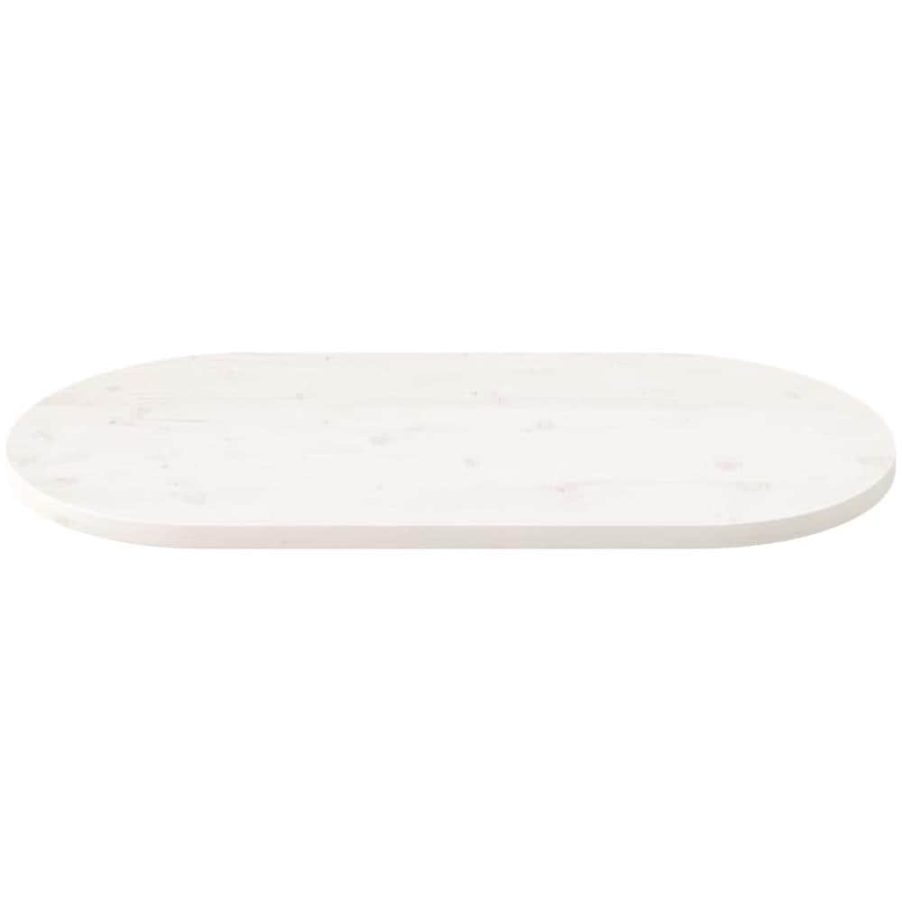 Piano Tavolo Bianco 100x50x2,5 Cm Legno Massello Di Pino Ovale - Foto 3