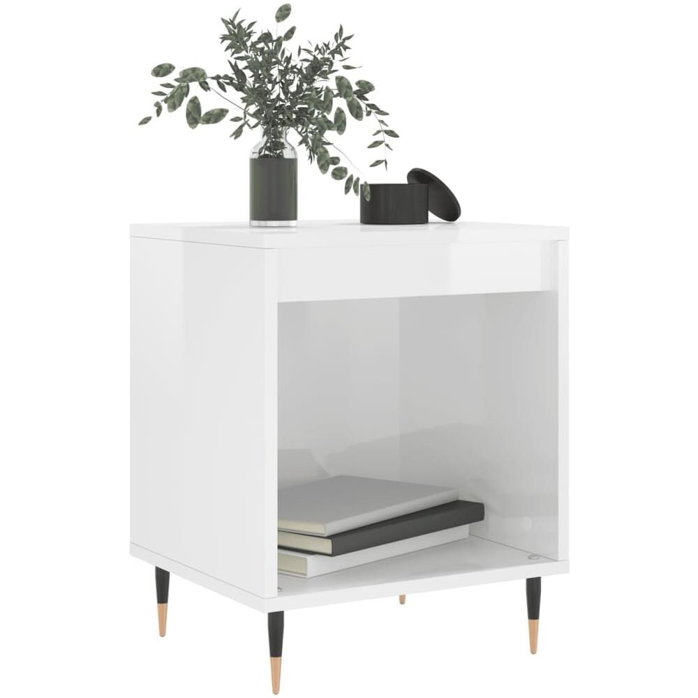 Comodino Bianco Lucido 40x35x50 Cm In Legno Multistrato - Foto 3