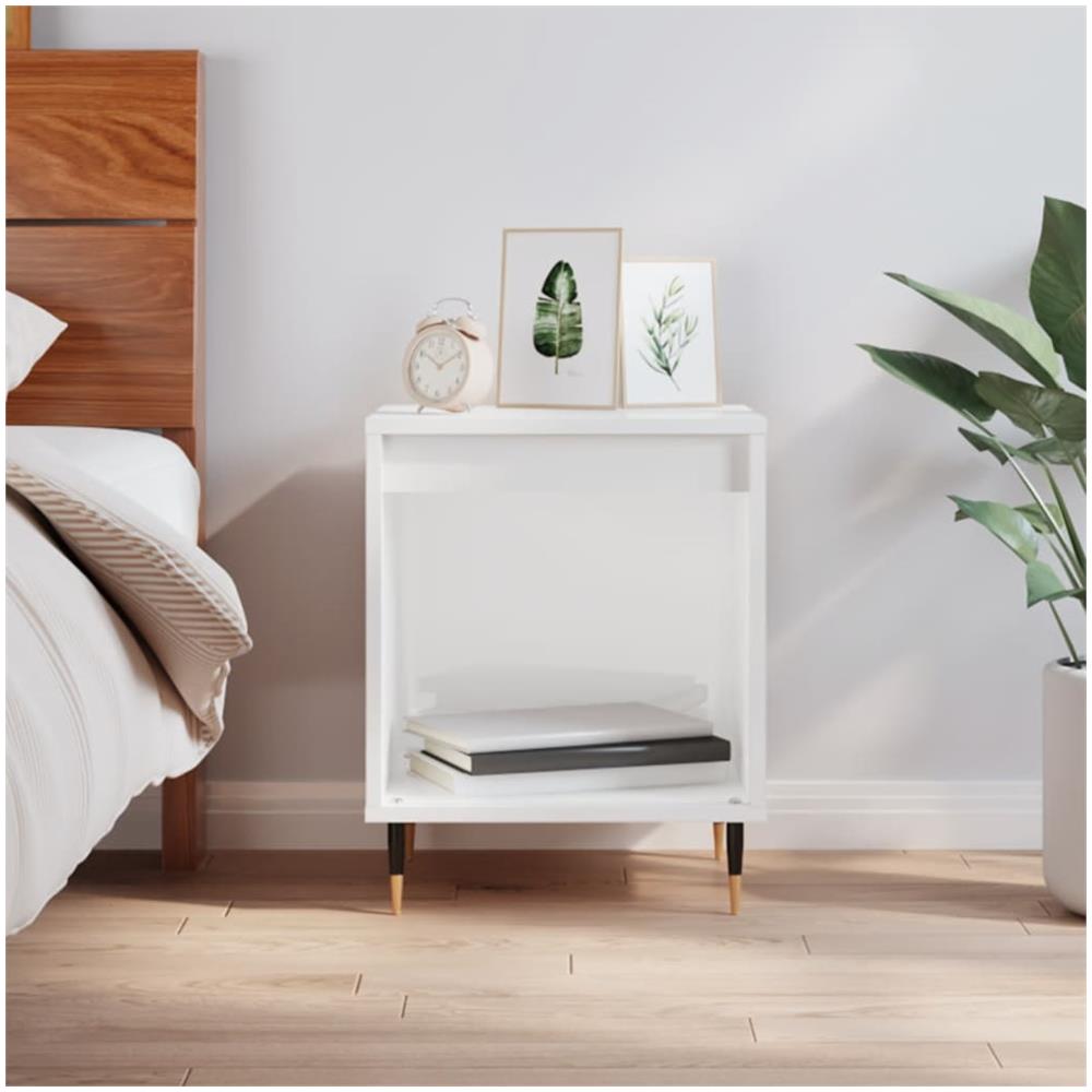 Comodino Bianco Lucido 40x35x50 Cm In Legno Multistrato - Foto 1