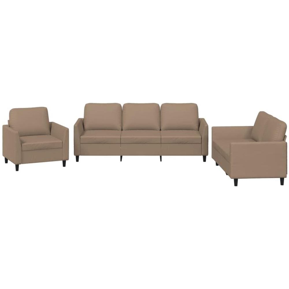 Set di Divani 3 pz con Cuscini cappuccino in Similpelle - Foto 1