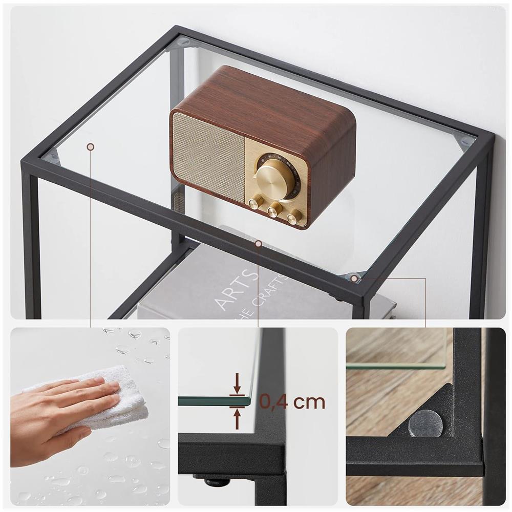 LIBRERIA Ripiani in vetro Metallo nero 4 ripiani - Foto 7