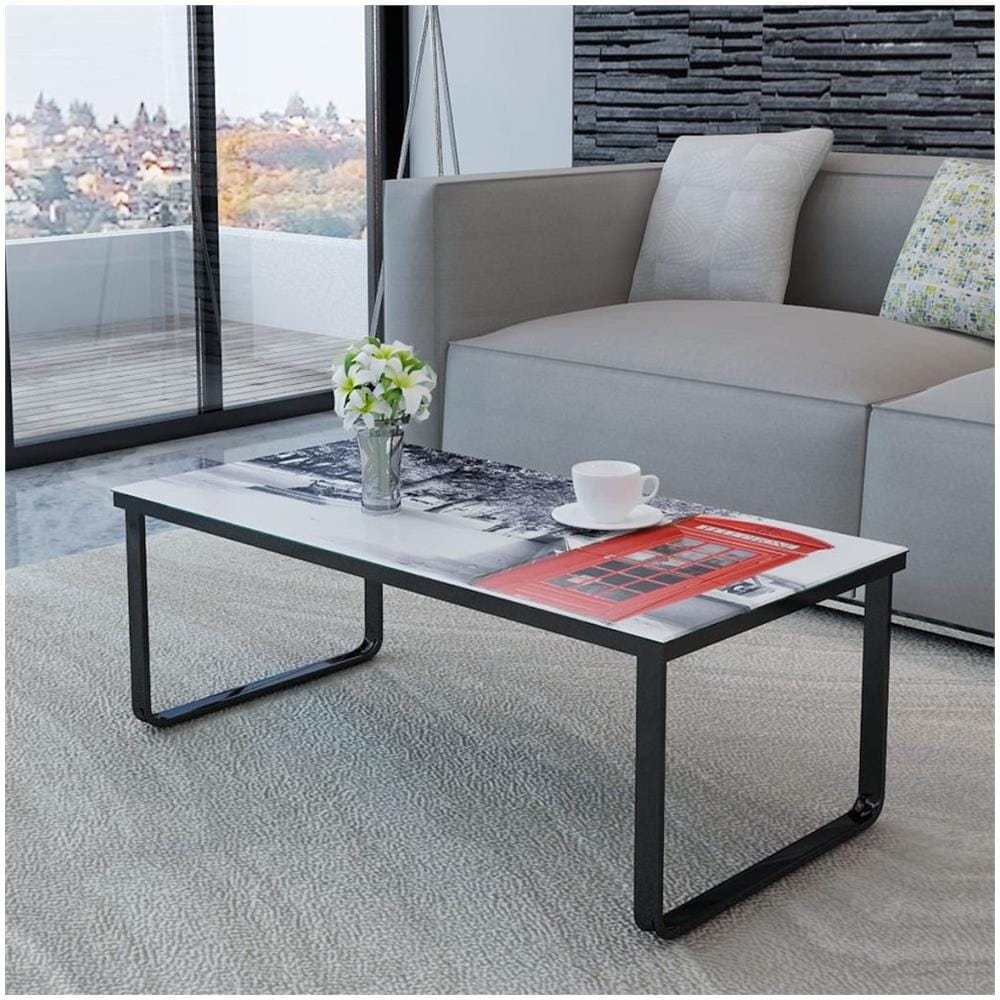 Tavolino Per Caffè Vetro Con Stampa Cabina Telefonica - Foto 2