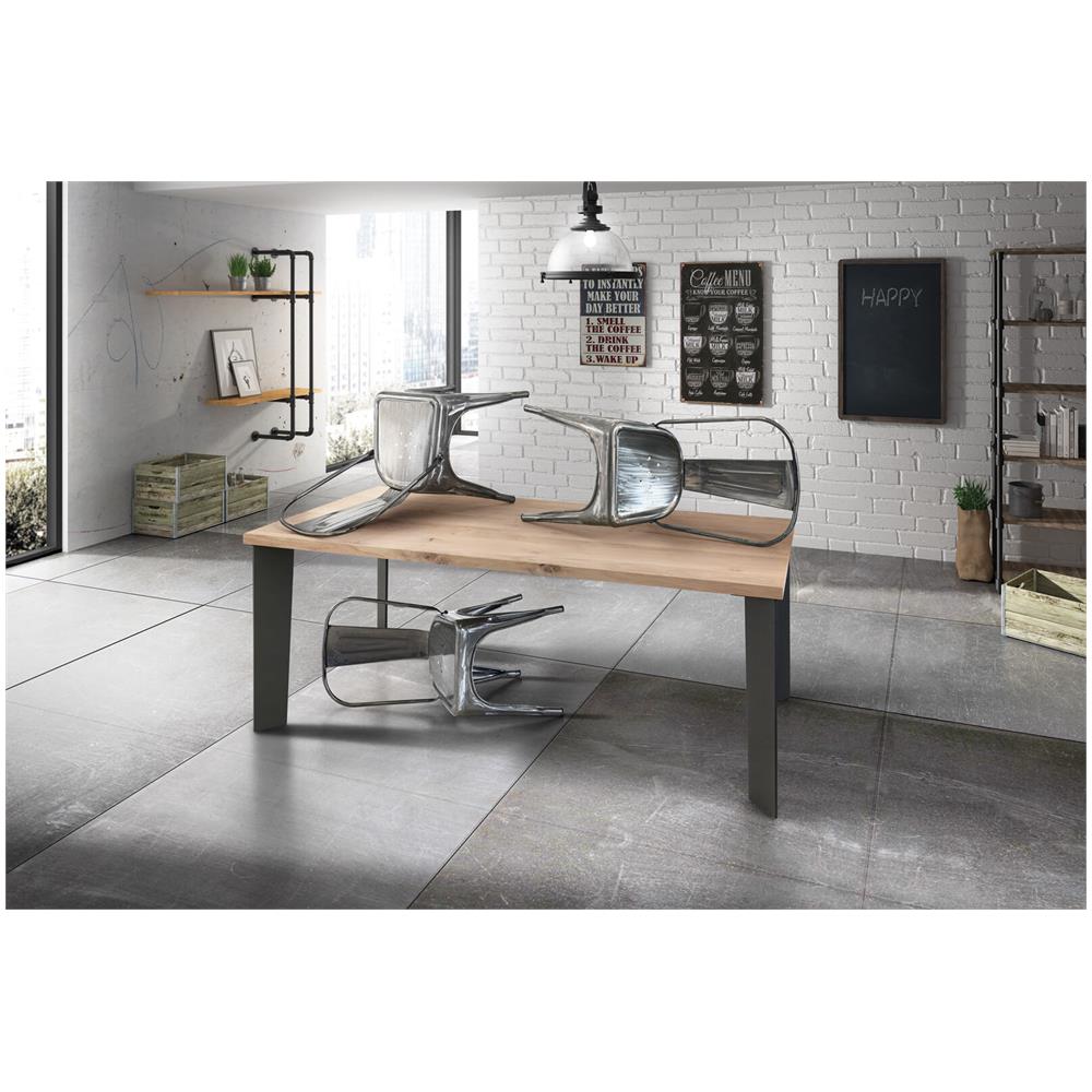 Arnold - Tavolo Da Pranzo Moderno In Acciaio E Rovere Impiallacciato - Foto 2