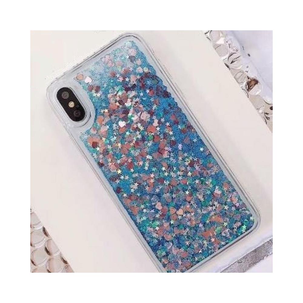 Tpu Caso Quicksand Liquidi Scintillants Cuori Stella Iphone Xs Blue Max - Foto 1