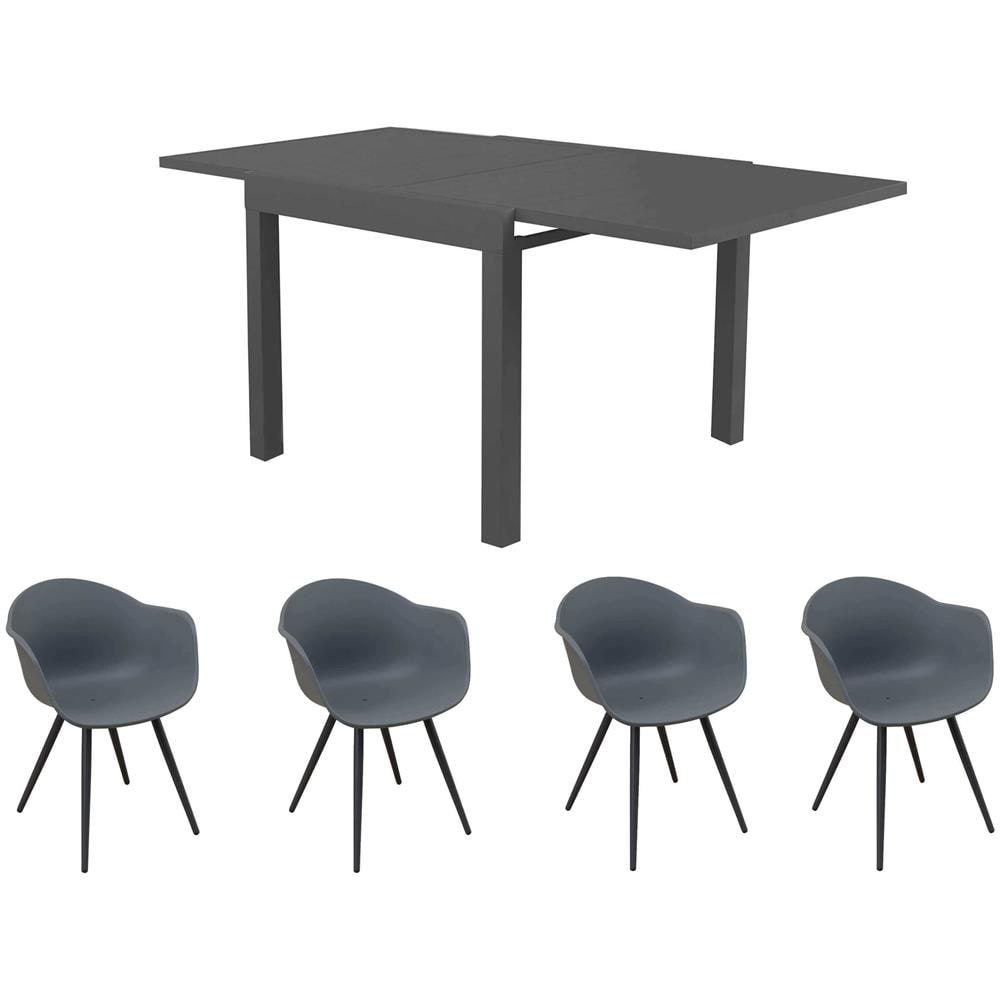 Jerri - Set Tavolo In Alluminio Cm 90/180 X 90 X 75 H Con 4 Poltrone Dynamo - Foto 1