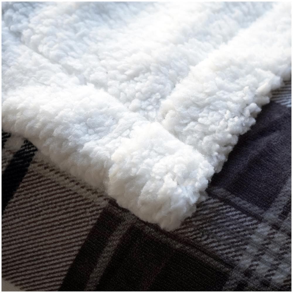 Serie Nordic Coperta Plaid Di Pile Da Divano E Letto In Morbida E Calda Microfibra Con Retro In Pelo 200x230 Cm - Scozzese Grigio - Foto 4