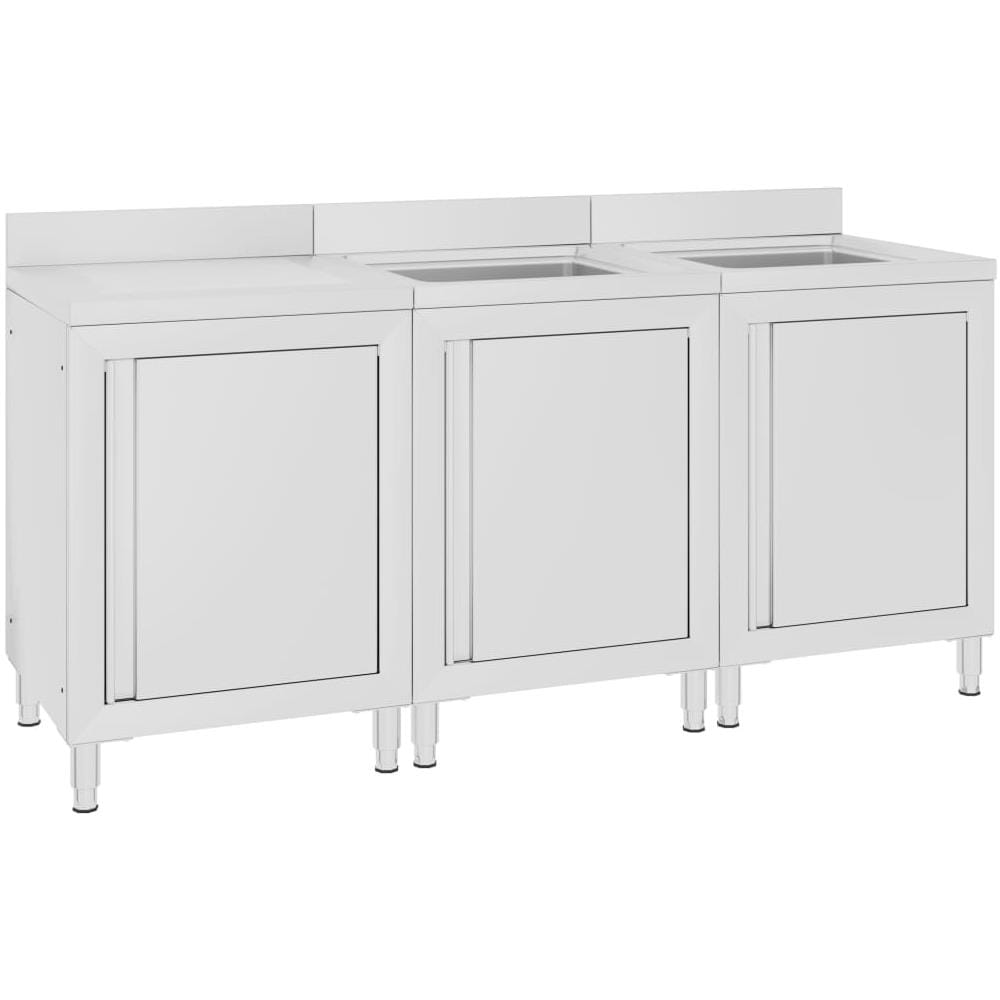 Mobiletto Da Cucina Con Lavandino In Acciaio Inox 180x60x96 Cm - Foto 1