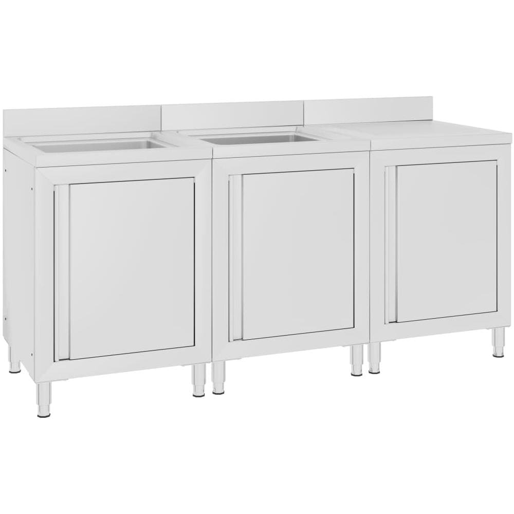 Mobiletto Da Cucina Con Lavandino In Acciaio Inox 180x60x96 Cm - Foto 2