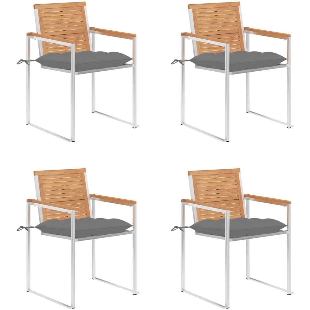 Sedie Da Giardino Con Cuscini 4 Pz In Legno Massello Di Teak - Foto 1