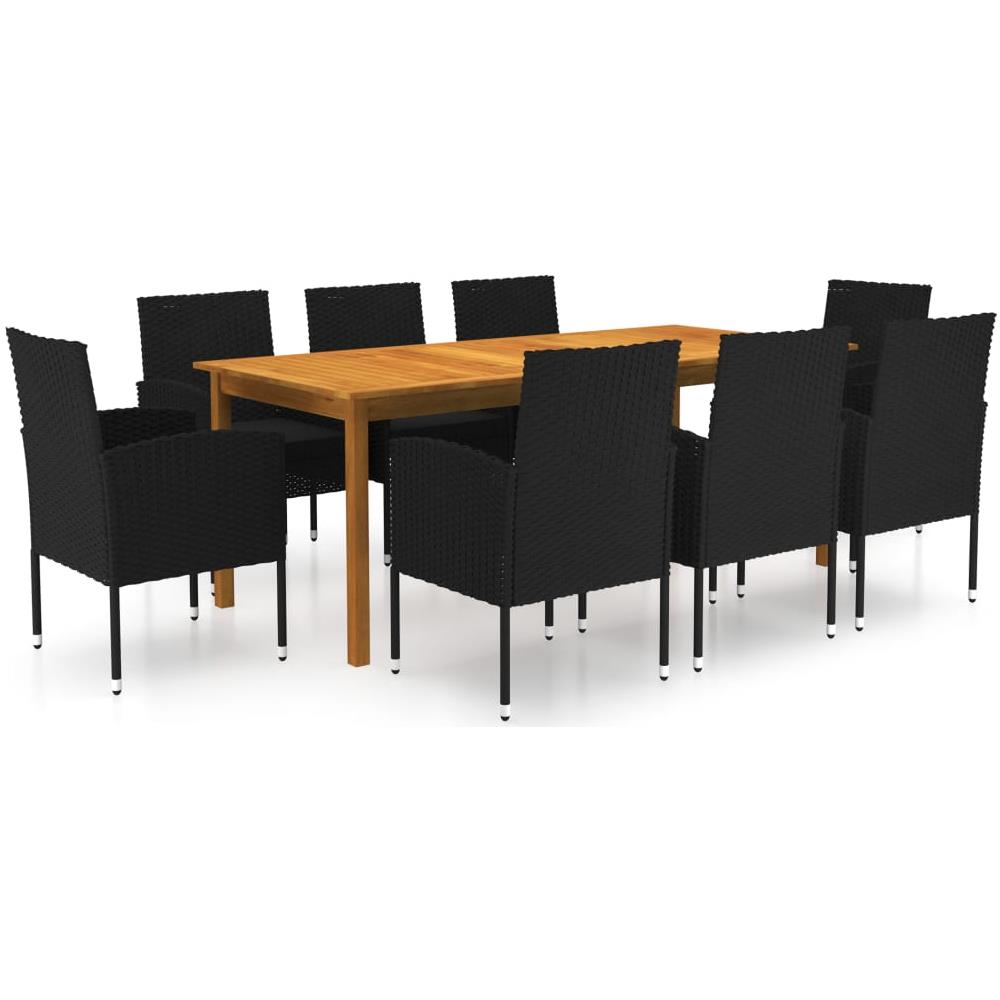 Set Da Pranzo Da Giardino 9 Pz Nero - Foto 1