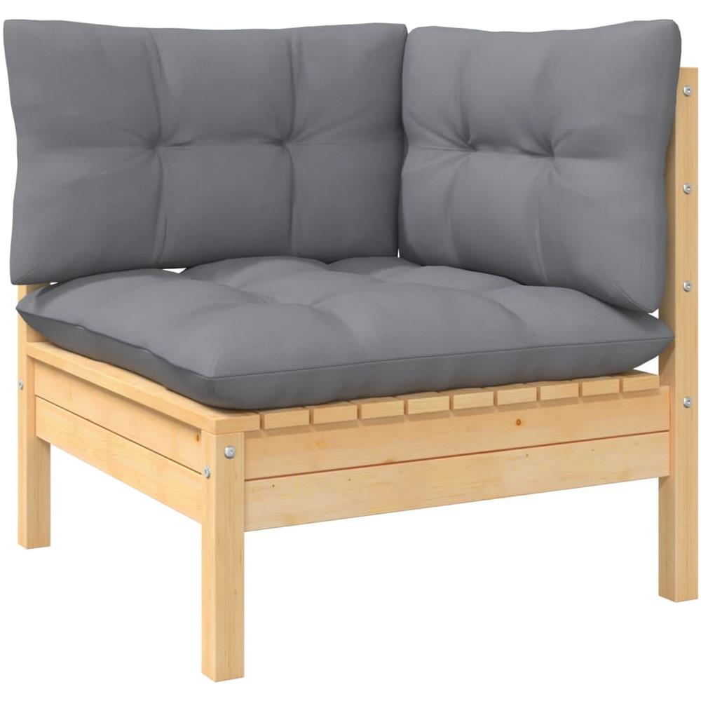 Set Divani Da Giardino 5 Pz Con Cuscini Grigi Massello Di Pino - Foto 3