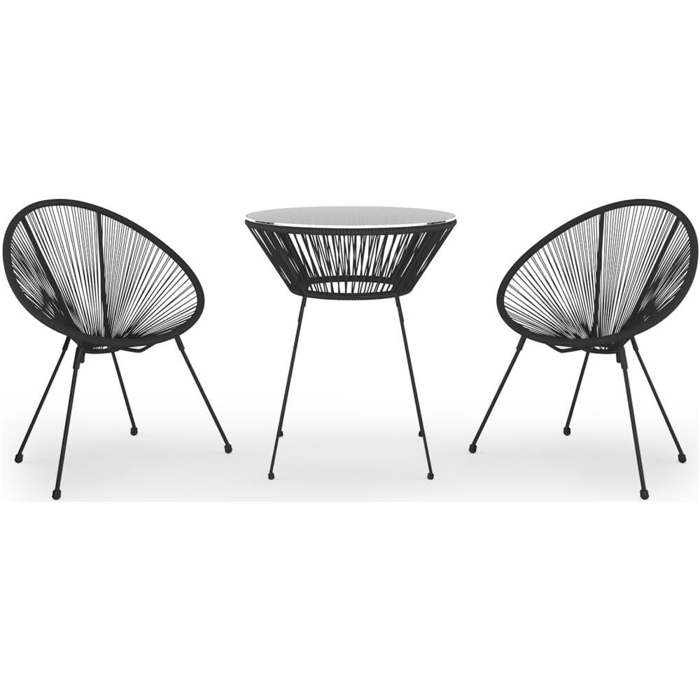 Set Da Pranzo Per Giardino 3 Pz In Rattan Pvc Nero - Foto 2