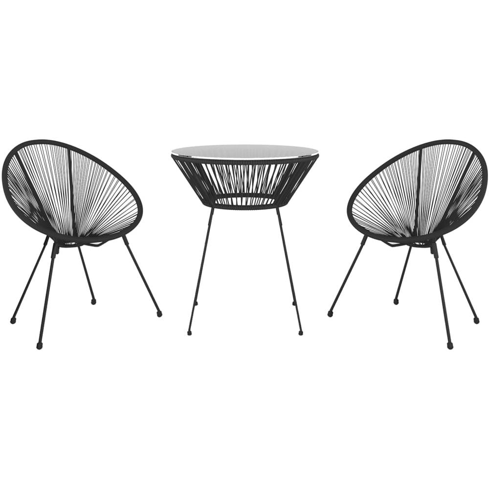 Set Da Pranzo Per Giardino 3 Pz In Rattan Pvc Nero - Foto 3