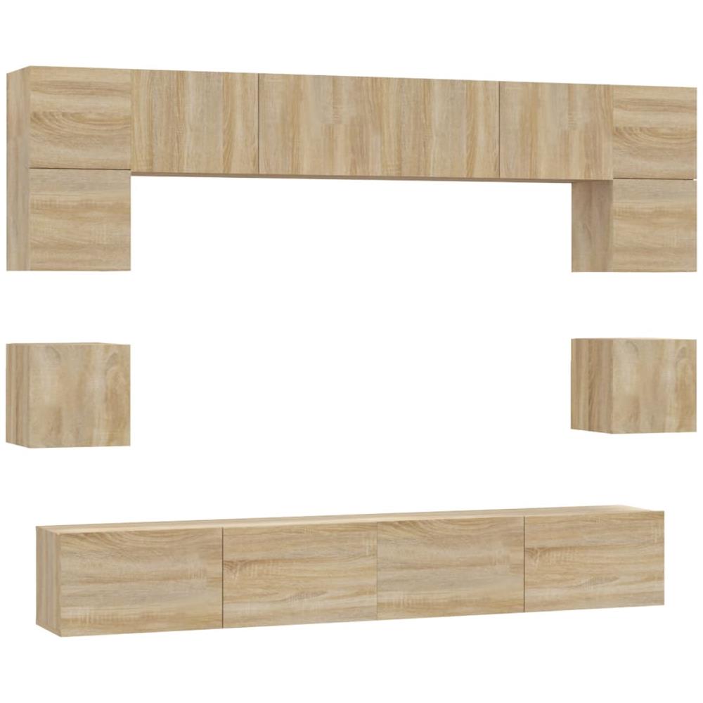 Set Mobili Porta Tv 8pz Rovere Sonoma In Legno Multistrato - Foto 2