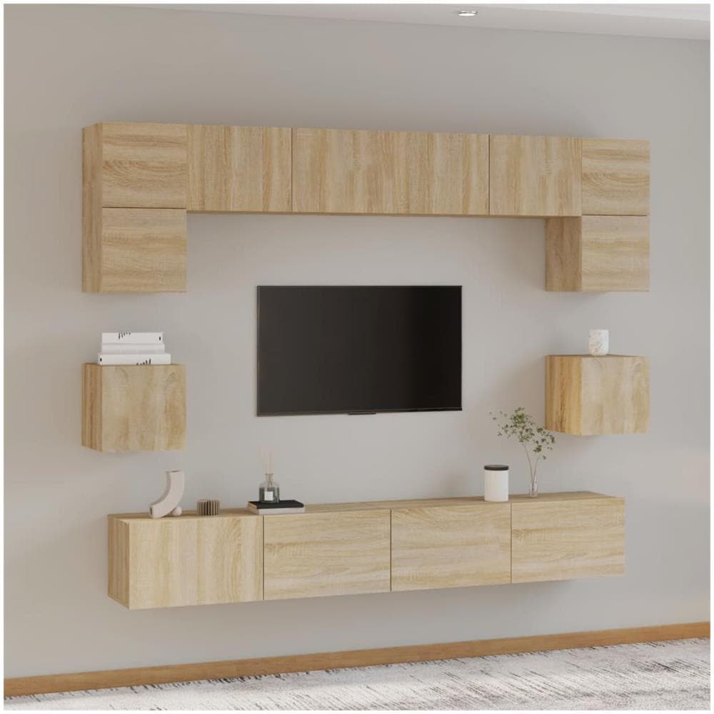 Set Mobili Porta Tv 8pz Rovere Sonoma In Legno Multistrato - Foto 1