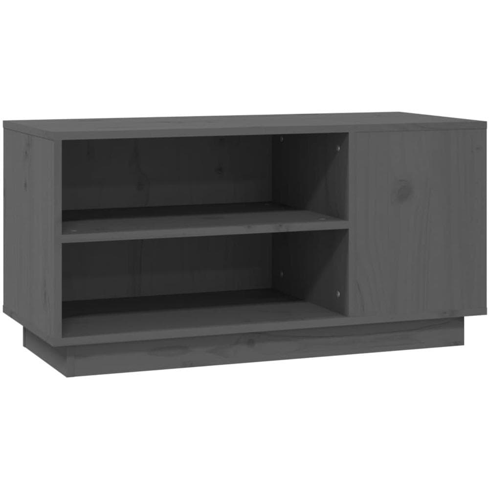Mobile Porta Tv Grigio 80x35x40,5 Cm In Legno Massello Di Pino - Foto 2