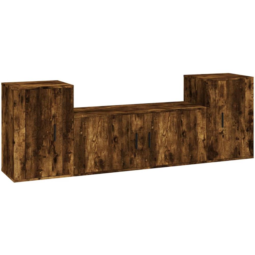 Set Mobili Porta Tv 3 Pz Rovere Fumo In Legno Multistrato - Foto 2